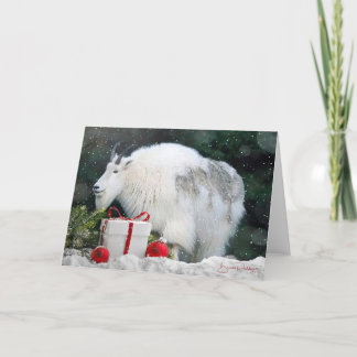 Cabra de montaña en Christmastime - Tarjeta en bla