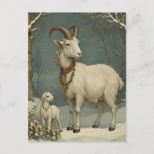 Cabra de Yule Vintage, Tarjeta Feliz Yuletide