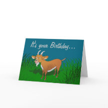 Cabra marrón con barba Tarjeta de cumpleaños