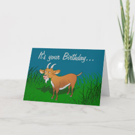 Cabra marrón con barba Tarjeta de cumpleaños