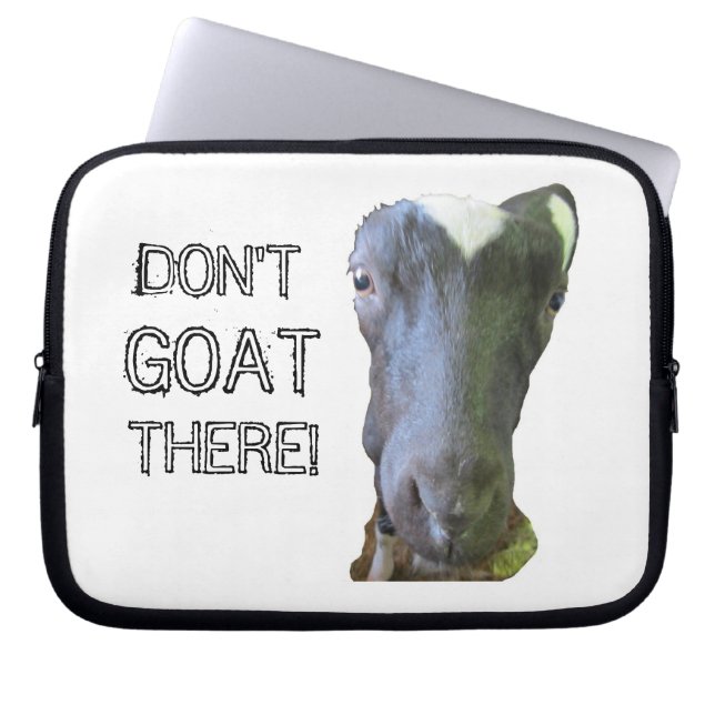 Cabra "¡NO VAYAS ALLÍ!" Funda para portátil (Frente)