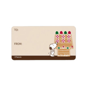 Cacahuetes   Etiqueta de regalo de Snoopy Gingerbr