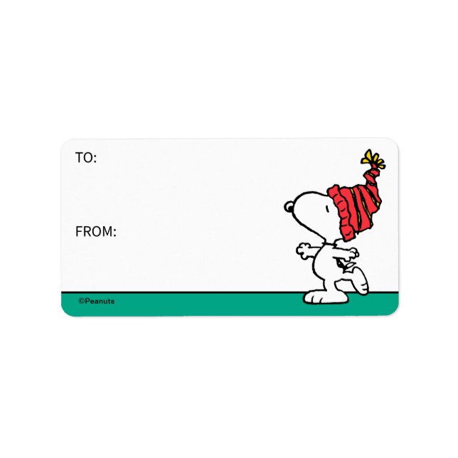 Cacahuetes | Etiqueta de regalo Snoopy Winter Bean (Frente)