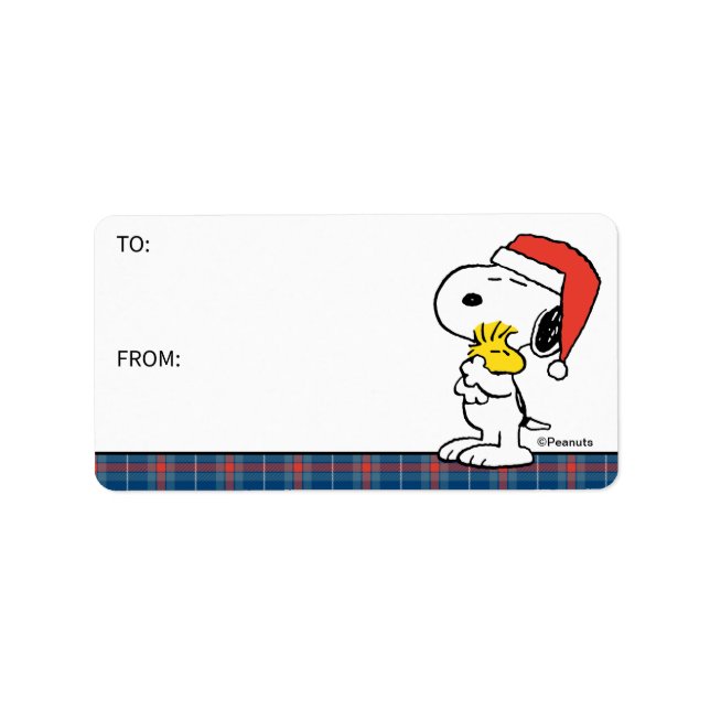 Cacahuetes | Etiqueta de regalo Snoopy & Woodstock (Frente)