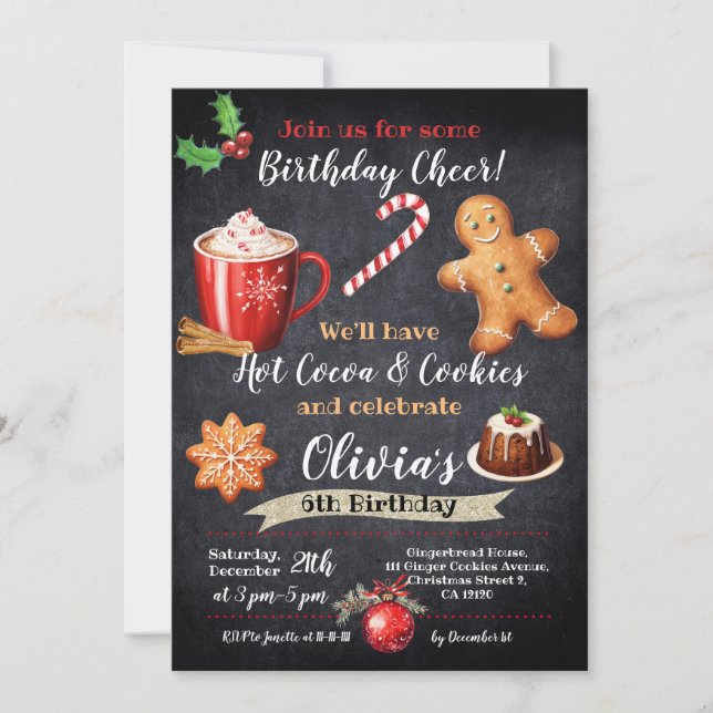 Cacao caliente y cookies cumpleaños INVITACIÓN (Anverso)