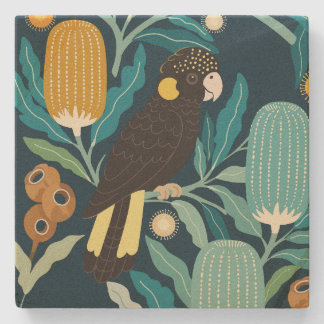 Cacatúa Negra y Posavasos de Piedra Banksia
