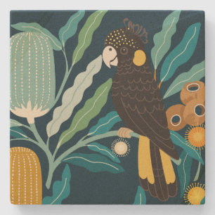 Cacatúa Negra y Posavasos de Piedra Banksia
