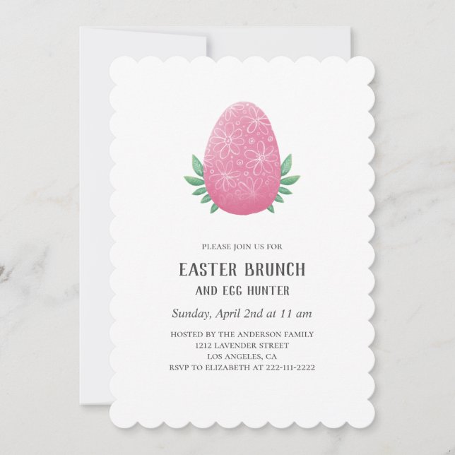 Cacería de brunch y huevo de Pascua. Invitación de (Anverso)