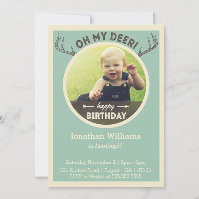 Cacería de invitaciones de cumpleaños para bebés o (Anverso)