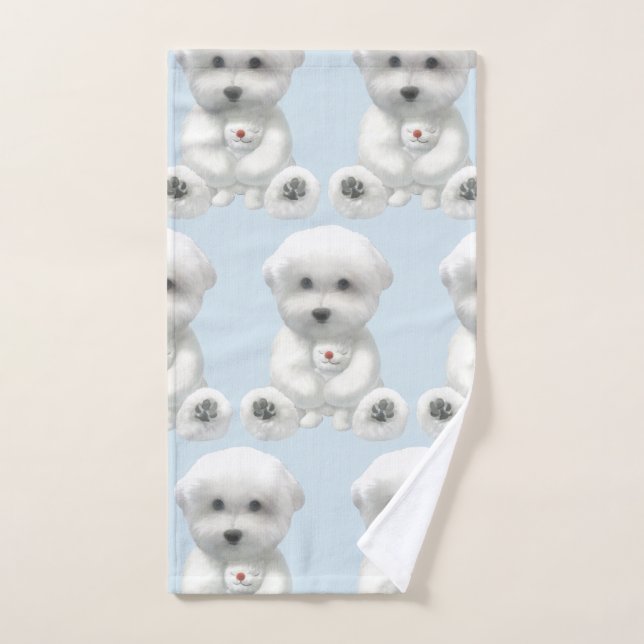 Cachorro Abrazando su juguete (Toalla de mano)