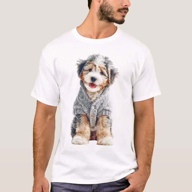 Cachorro Adorable con Suéter Gris Acogedor de Punt (Anverso)