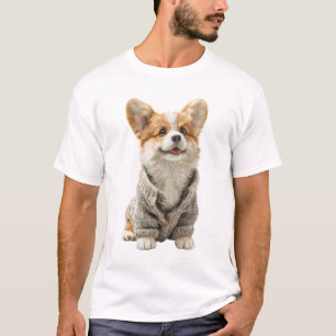 Cachorro adorable de Corgi en un suéter tejido aco