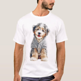 Cachorro Adorable en Suéter Gris Téjidito Acogedor