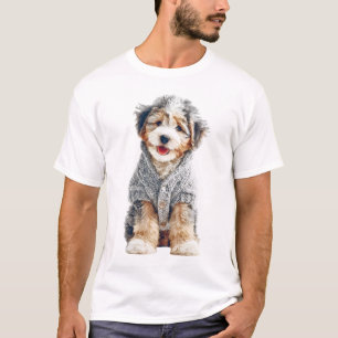 Cachorro Adorable en Suéter Gris Téjidito Acogedor