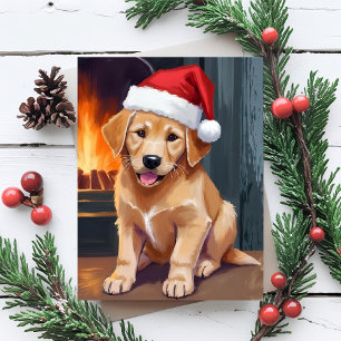 Cachorro Alegre   Perro con Gorro de Santa Navidad