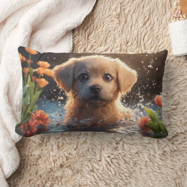 Cachorro - almohada lumbar de 13" x 21" (Manta)