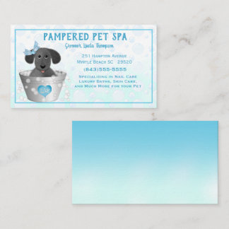Cachorro azul en tarjeta de visita Groomer Mascota