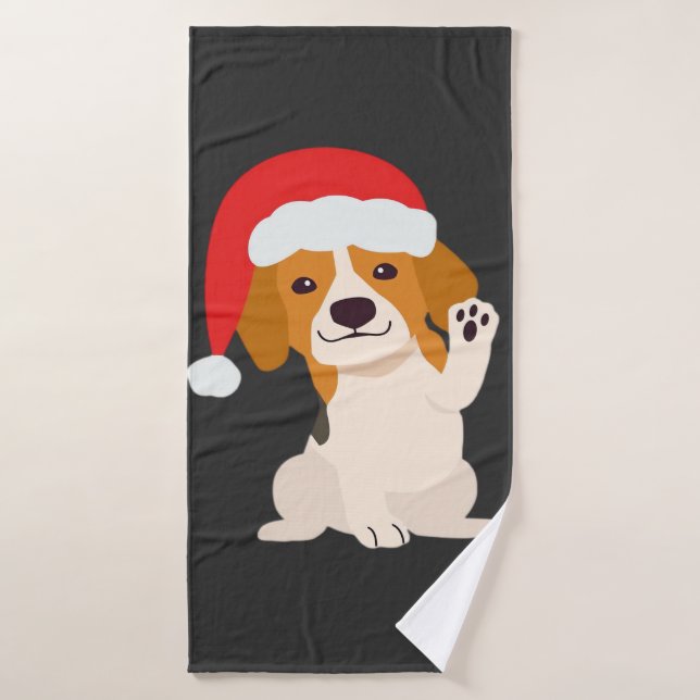 Cachorro Beagle con sombrero de Santa para amantes (Toalla de baño)