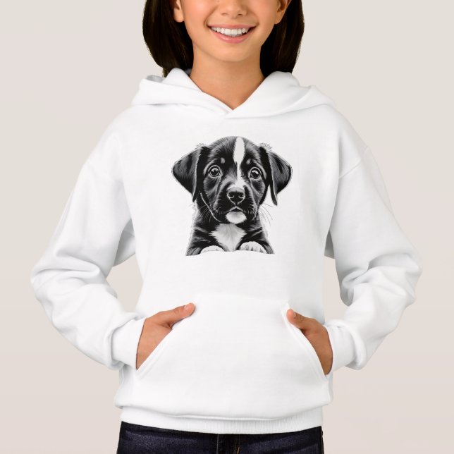 Cachorro Blanco y Negro Adorable – Sudadera con Ca (Anverso)
