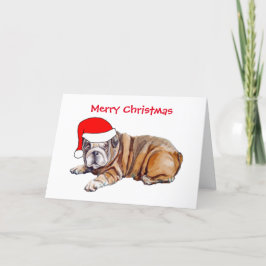 Cachorro Bulldog Lindo Sombrero de Santa Navidad