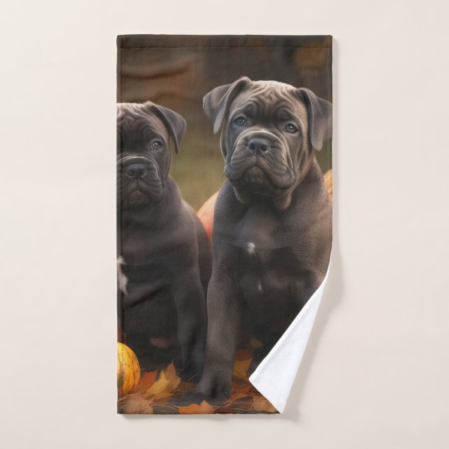 Cachorro Cane Corso Delicia de Otoño Calabaza (Toalla de mano)