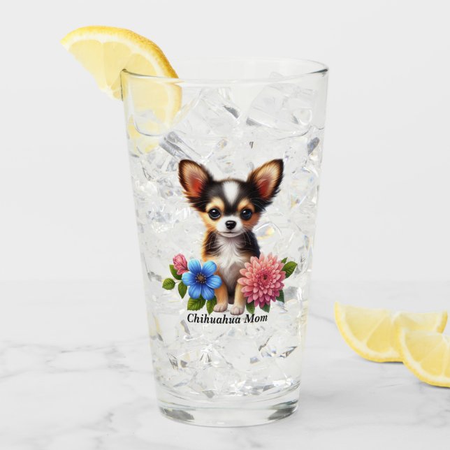 Cachorro chihuahua con flores decorativas (Anverso (hielo))