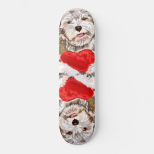 Cachorro con amor en patineta de regalo del corazó