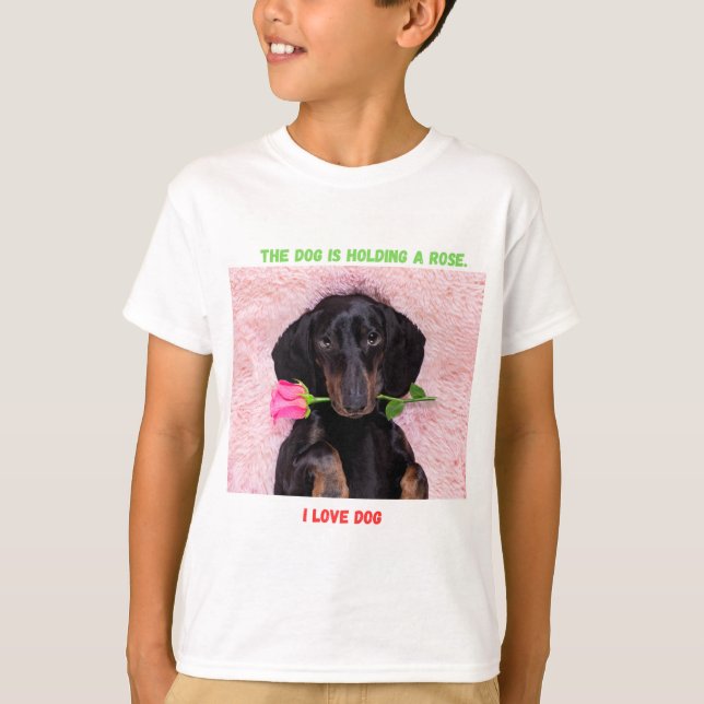 Cachorro con camiseta de niños Rosas (Anverso)