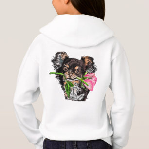 Cachorro con regalo de Rosa Hoodie