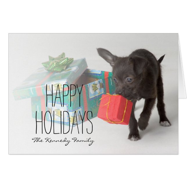 Cachorro con regalos de Navidades (Anverso (Horizontal))