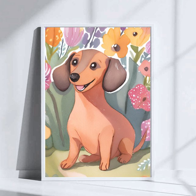 Cachorro Dachshund | Arte de Mascota Perro Acuarel (Subido por el creador)