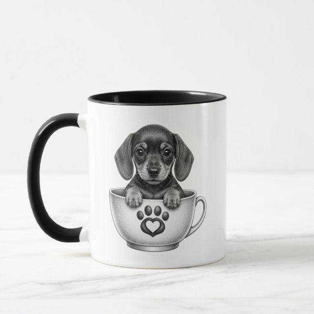 Cachorro Dachshund Taza de Té (Izquierda)