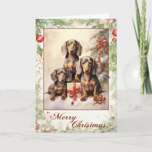 Cachorro Dachshund Victoriano de Navidad (Anverso)