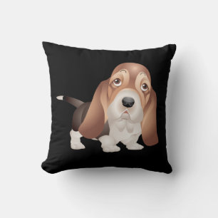 Cachorro de Basset Hound Almohada Negra
