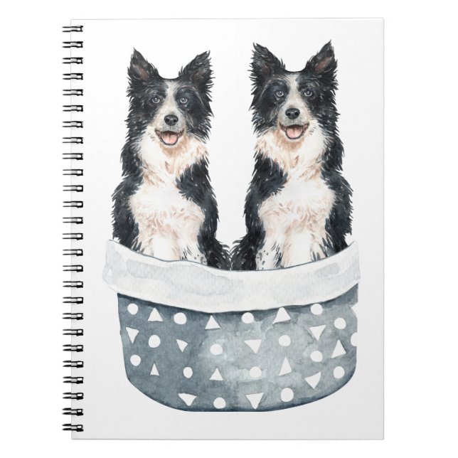 Cachorro de Border Collie Adorable Cuaderno de Acu (Frente)