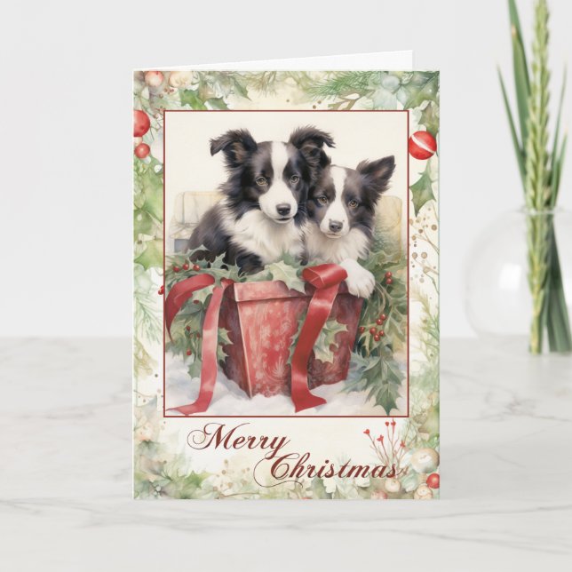 Cachorro de Border Collie Victoriano de Navidad (Anverso)