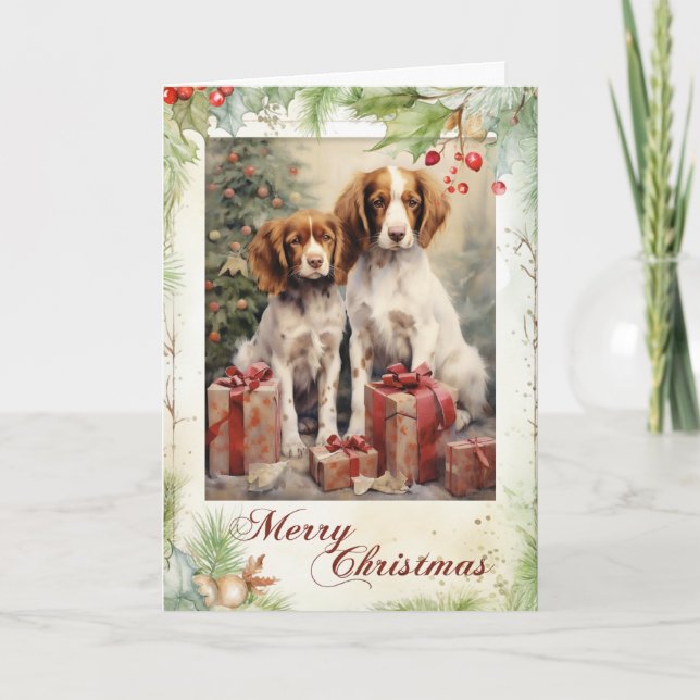 Cachorro de Brittany Spaniel Victoriano de Navidad (Anverso)