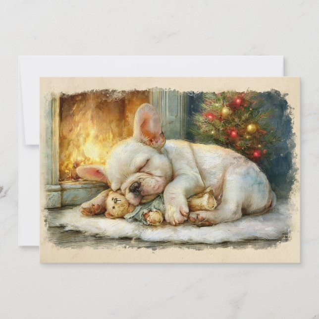 Cachorro de Bulldog Francés Durmiendo Navidad (Anverso)