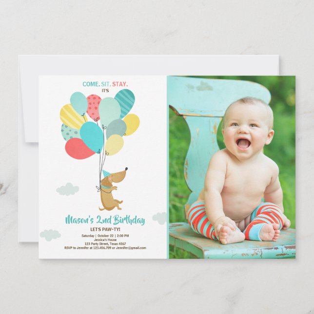 Cachorro de cachorro Invitación al cumpleaños Glob (Anverso)