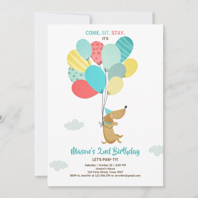 Cachorro de cachorro Invitación al cumpleaños Glob (Anverso)