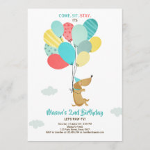 Cachorro de cachorro Invitación al cumpleaños Glob
