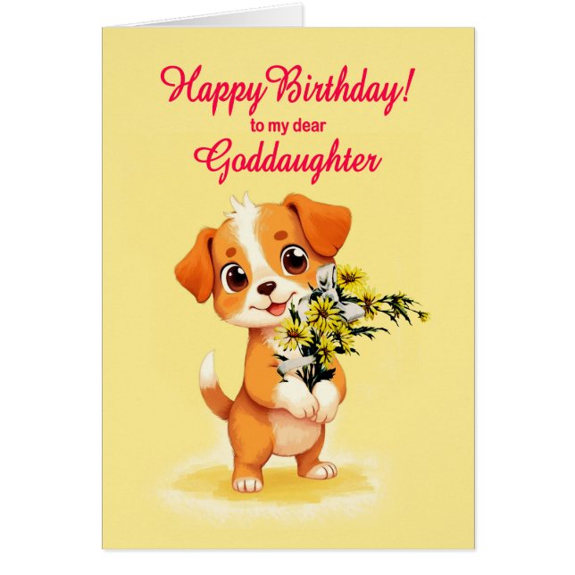 Cachorro de cumpleaños y flores (Frente)