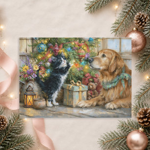 Cachorro de Golden Retriever Navidad Árbol de Navi