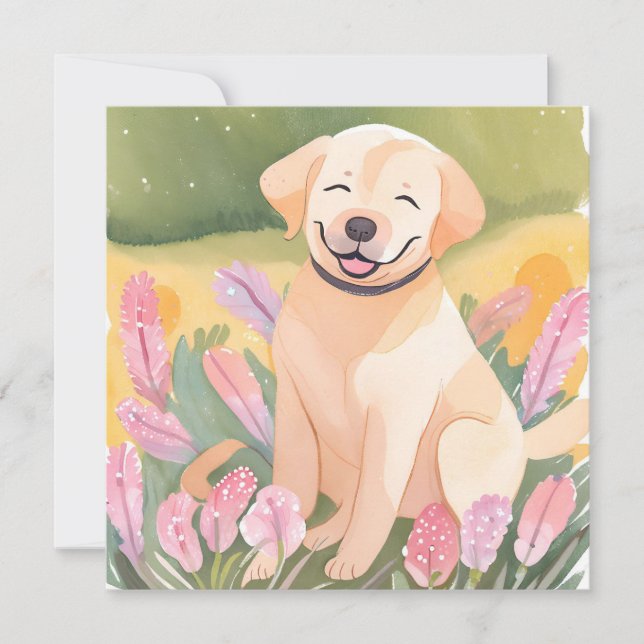 Cachorro de Golden Retriever | Tarjeta Pintada a l (Anverso)