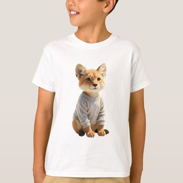 Cachorro de León Adorable con Jersey Gris para Niñ (Anverso)