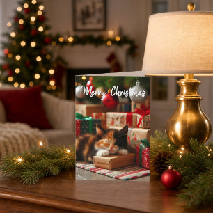Cachorro de Navidad Adorable Calico Tarjeta de Sal