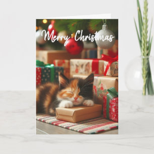 Cachorro de Navidad Adorable Calico Tarjeta de Sal