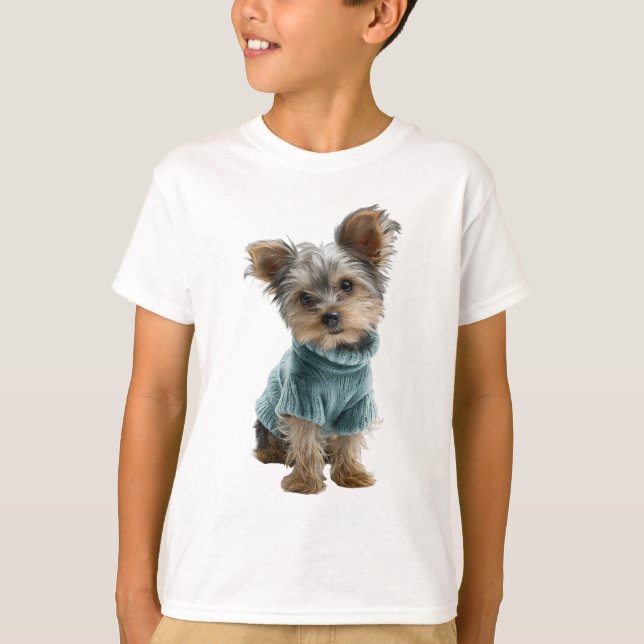 Cachorro de niños con suéter azul elegante (Anverso)