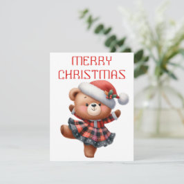 Cachorro de Oso Bailarín - Tarjeta de Navidad