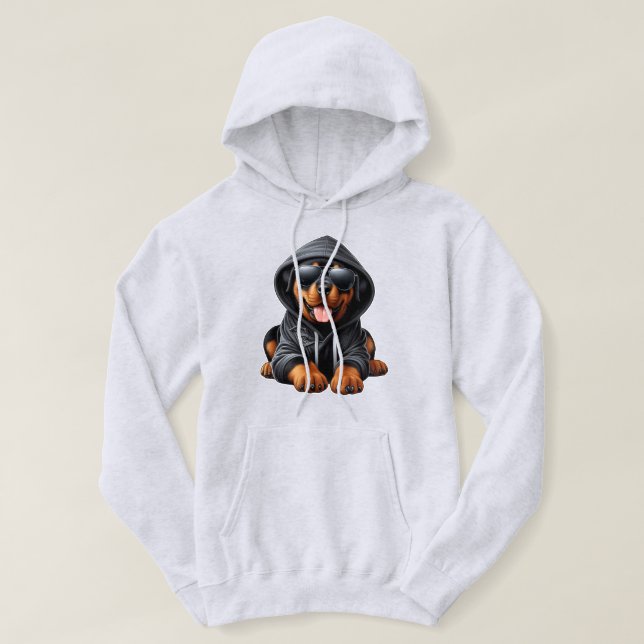 Cachorro de Rottweiler en sudadera encapuchada (Diseño del anverso)